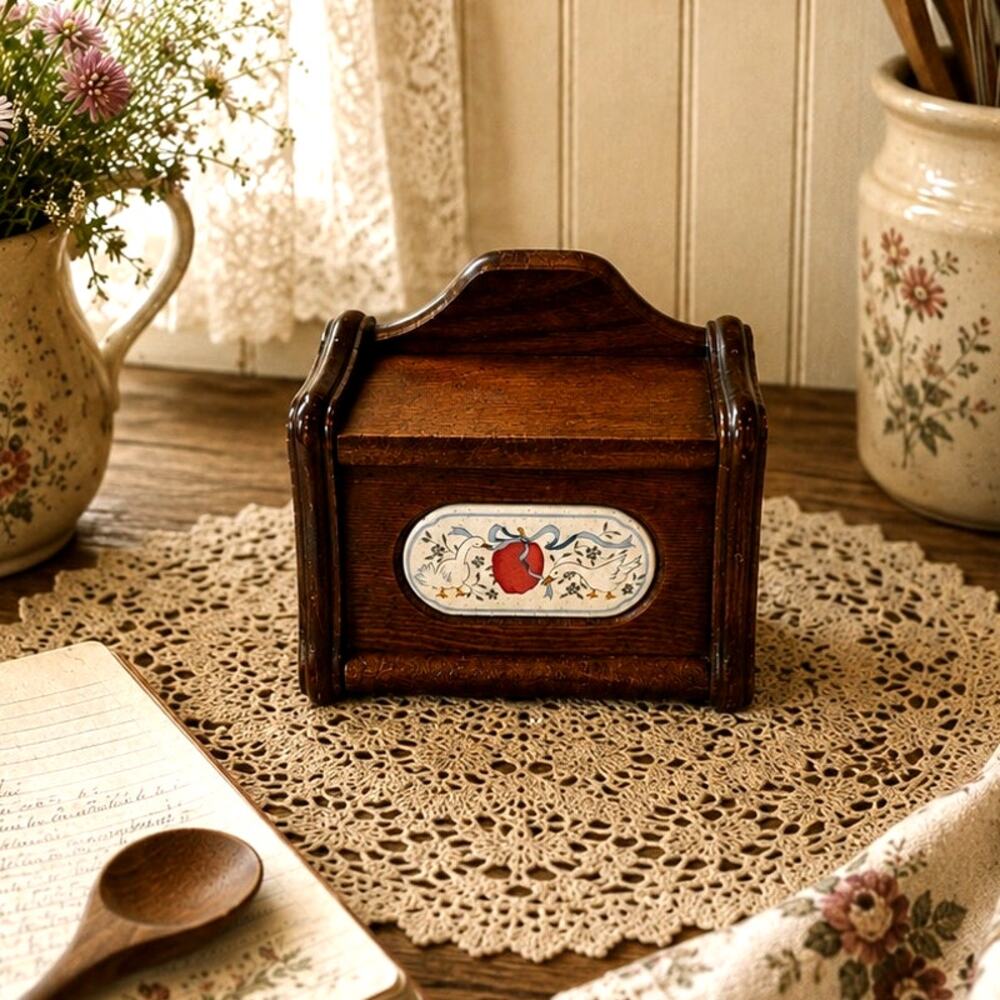 Good Wood International recipe catchall wooden box w/Marmalade goose apple tile